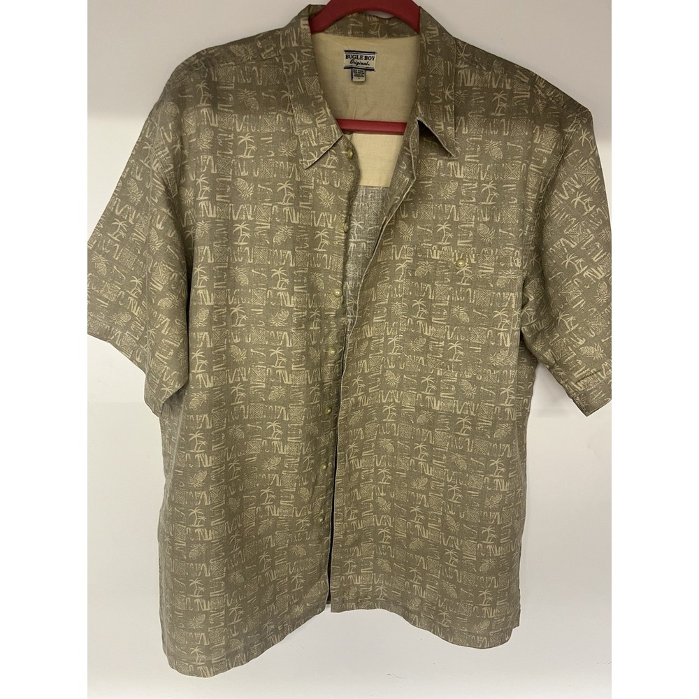 Vintage Bugle Boy Men's Tropical Button Up Large 90s Era